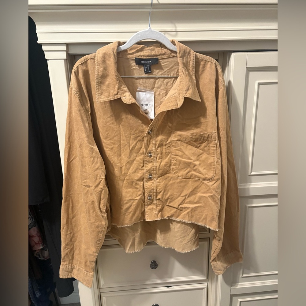 Forever 21 Women’s Cropped Button-Down Shirt Jacket